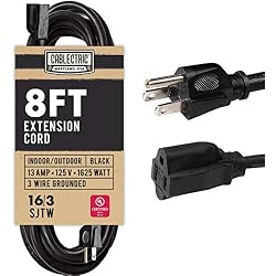 16 Gauge Extension Cord 8 Ft Outdoor - 16/3 Heavy Duty, SJTW