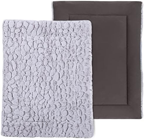 VIVAGLORY Dog Kennel Pads, Reversible Washable Pet Crate Mats with Comfortable Warm Plush | All-Season Micro Suede, Portable Pet Sleeping Bed for Camping & Road Trip