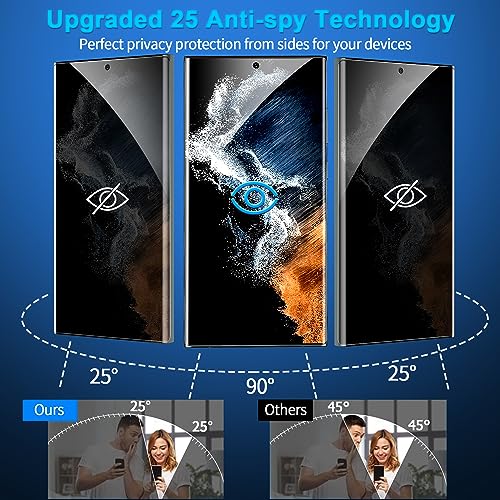 Image of [2+2 Pack] Glass Privacy Screen Protector for Samsung Galaxy S22 Ultra 5G, 9H Tempered Glass, Ultrasonic Fingerprint Compatible,HD Clear Anti-Spy Film for Galaxy S22 Ultra Glass Screen Protector