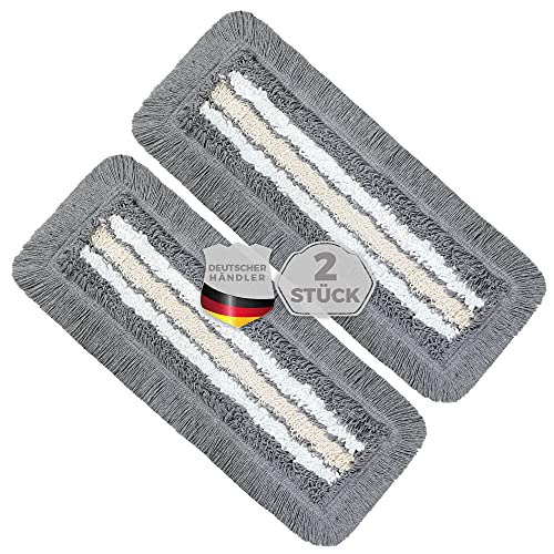 Okaei 2 Stück Wischmopp Bezug (40 cm) - Bodenwischer-Wischbezug für Krankenhäuser & Pflegeeinrichtungen - Wischer-Bezug mit Optimalen Gleiteigenschaften für Ergonomisches Arbeiten - Grau
