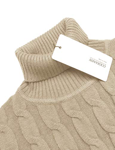 Image of COOFANDY Men's Slim Fit Turtleneck Sweater Casual Twisted Knitted Pullover | Turtleneck Design, Cable Knit Texture with Ultra Stretch, Slim Fit Thermal, Business Casual Office Wear, Fall Winter Clothing