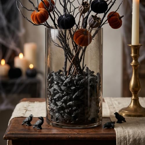 Image of FESTGLOX 50Pcs Resin Mini Crows Figurines for Spooky Halloween Party Favors