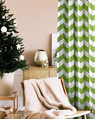 Melodieux Chevron Room Darkening Blackout Grommet Top Curtains, 52 By 63 Inch, Green (1 Panel) #TOP2