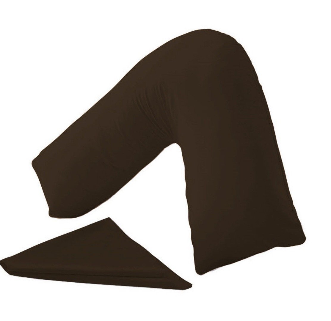 Gaveno Cavailia V Shaped Pillowcase Cover Only Back Neck Support Orthopedic Pregnancy Maternity Polycotton Plain Dyed, Chocolate, 71cm x 33cm