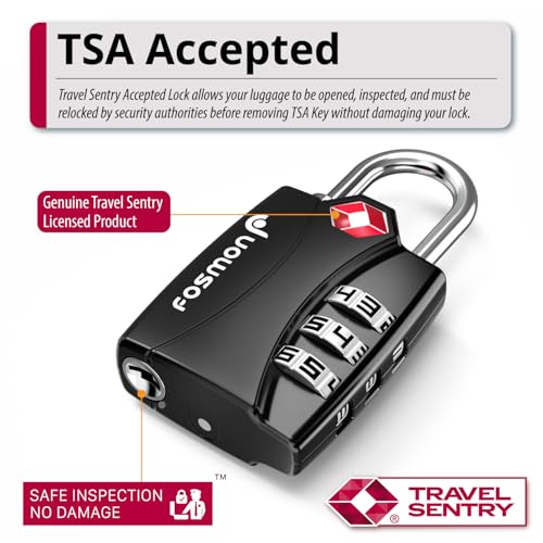 Image of Fosmon TSA Approved Luggage Locks, 3 Digit Combination Padlock, 2 Pack | Open Alert Indicator, Durable Alloy Body, Backpack Zipper Anti Theft, Gym Locker Gun Case, Camping Tent Security