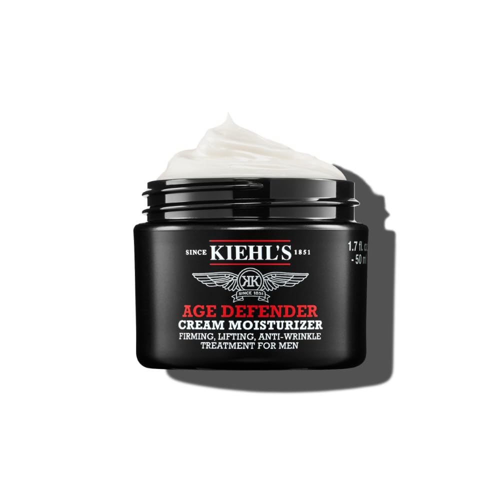 Kiehl's Age Defender Cream Moisturiser: Firming Moisturiser for Men with Linseed Extract, Reduces the Appearance of Wrinkles