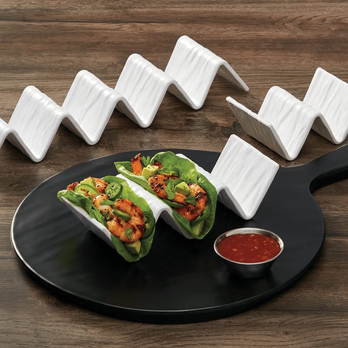 American Metalcraft THMW3 Melamine Taco Holder, White, 2 or 3 Compartments