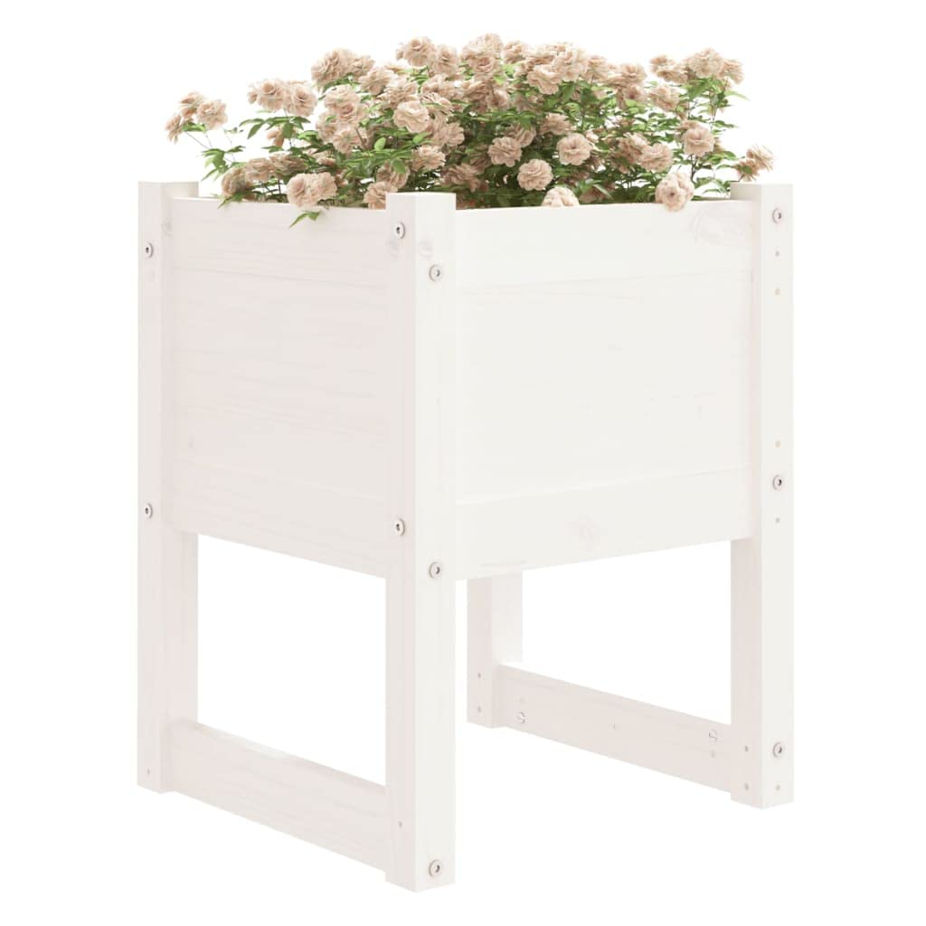 Jardinera de 40 x 40 x 52,5 cm, madera maciza de pino, ahorra espacio, para balcón, terraza y jardín, robusta maceta con diseño moderno para hierbas, flores y verduras
