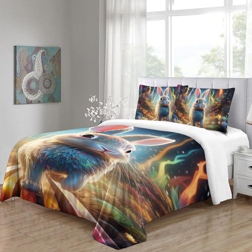 Housse de couette lapin impression 3D haute qualité en tissu premium - 5
