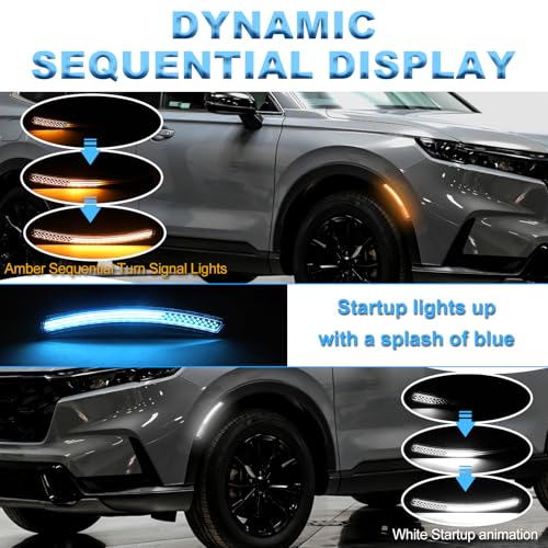 Front Wheel Reflectors Fender lights For 2023 2024 2025 Honda CRV CR-V Side Marker Led Lights,Function as Amber Sequential Turn Signal & White Drl w/Flag Design,Exterior accessories by Zrebrio - Image 2