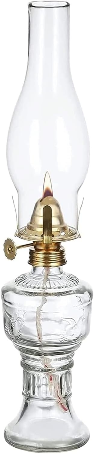 Chamber Oil Lamp Vintage Clear Lamp Rustic Chamber Oil Lamp for Home Indoor Use(Clear)