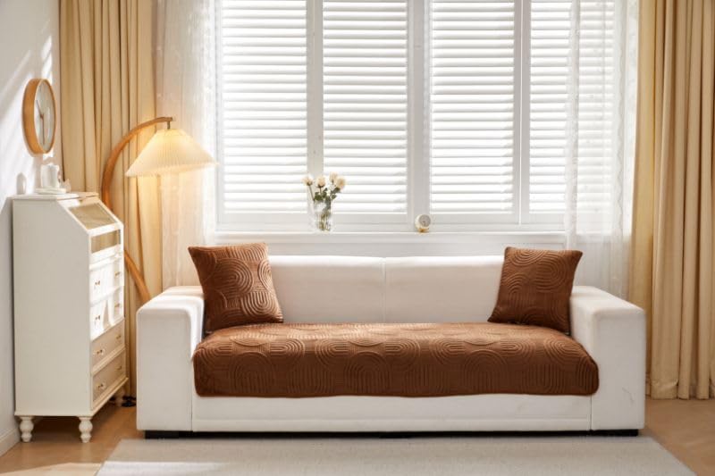 HOMETHREADS Couch/Sofa Covers | Luxurious Slipcover Solutions for Sofas, Armchairs, and Loveseats (Brown_Coco, 1 Seater | 70x70cm) (B0CW2X2C51) Amazon Price History, Amazon Price Tracker