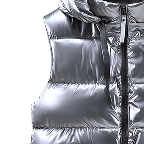 JEsilunmaMY Men's Shiny Winter Hooded Puffer Vest Sleeveless Thicken Warm Cotton Cargo Vest Fashion Padded Down Vest Jacket4