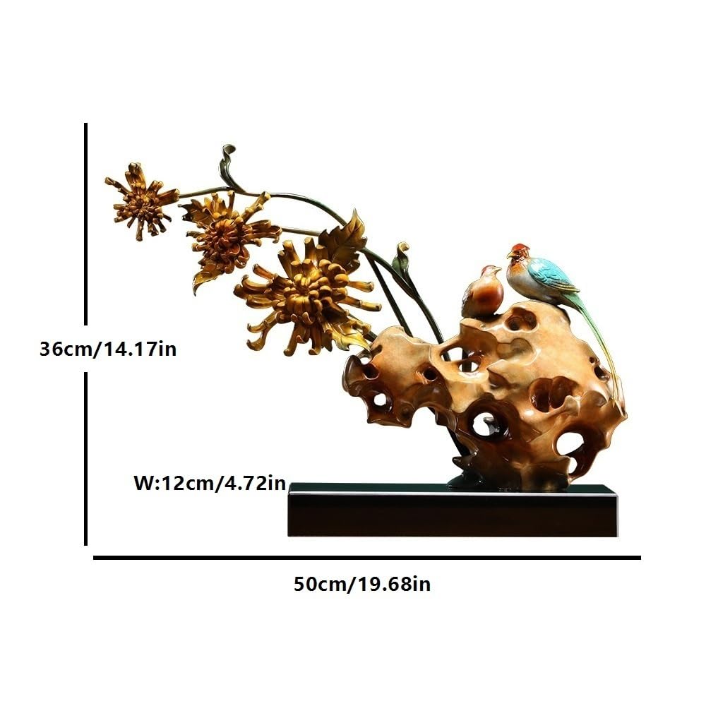 Figurine Decorative Ornamenti creativi da tavolo con fiori in rame, for la casa, il soggiorno, l'ufficio, vetrina, statue fatte a mano, artigianato cinese Decorazioni Per Scrivania Da Ufficio
