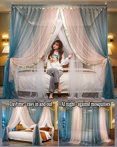Ciel de lit moustiquaire anti-insecte à franges de dentelle pour nuits sereines