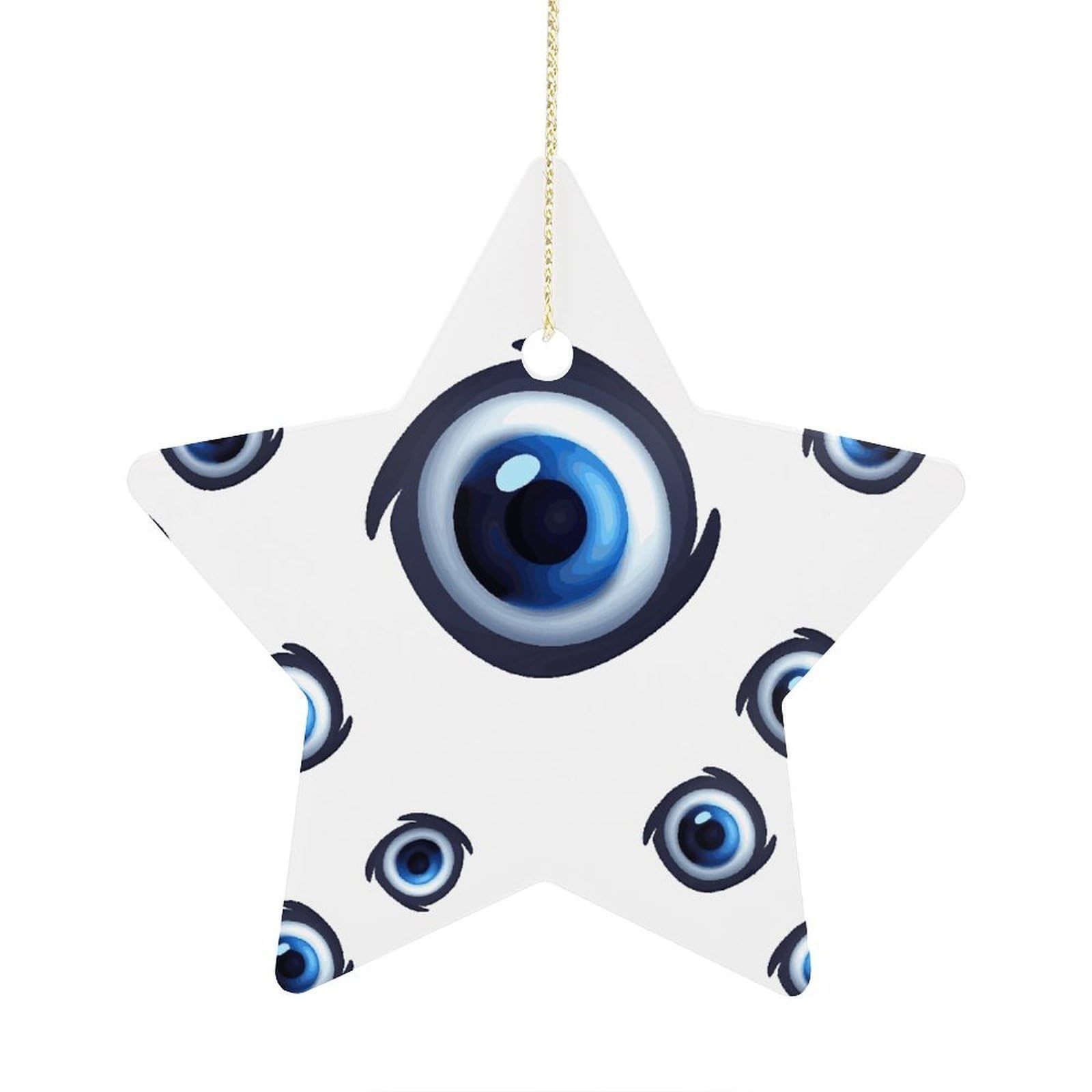Fodpand Women's Style Evil Eyes Ornament With String, Keepsake Hanging Decorations,Ceramic Ornaments For Men Indoor Home Holiday Party Gifts