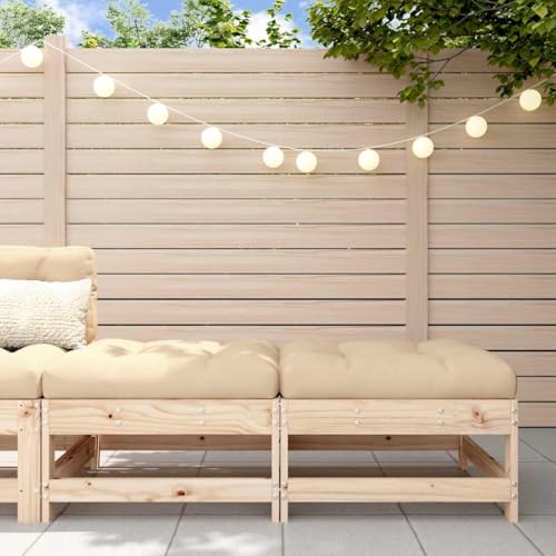 QZZCED Gartenhocker mit Kissen 2 STK. Massivholz Kiefer Balkon Lounge...