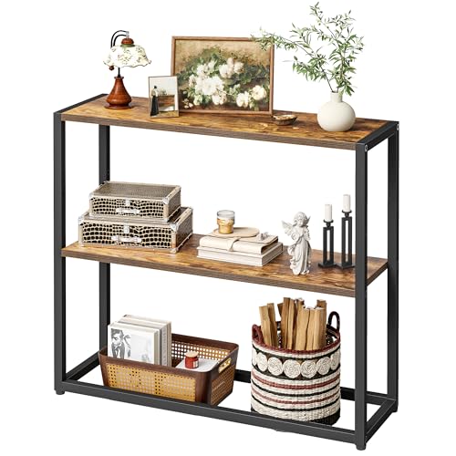 TIQLAB Small Entryway Table, 29.5" Narrow Console Table with Shelves,