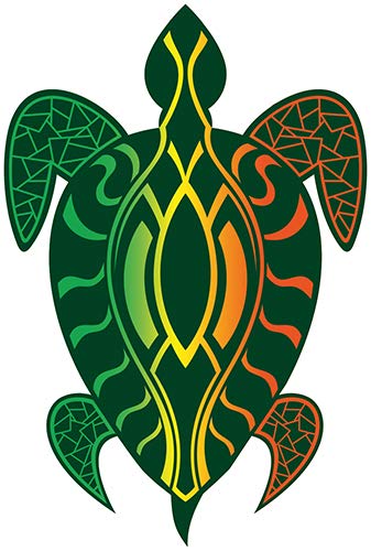 Pacifica Island Art Decal Car Bumper Sticker - Rasta Turtle
