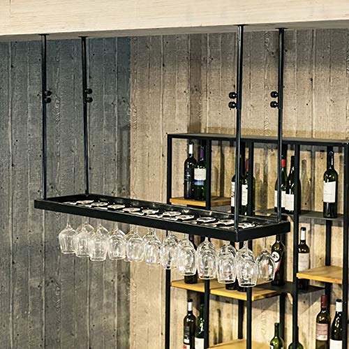 Support de verre à vin suspendu au plafond pour un bar convivial