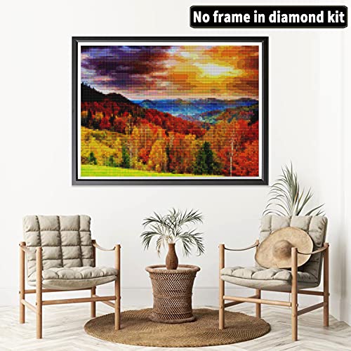 HIMBIU 5D Diamond Painting Kits Volledige Boor Zonsondergang Bos, Landschap Strass Borduurwerk Schilderij Kits, Arts… - Image 3