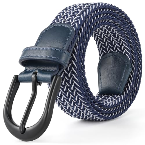 Image of Mile High Life | Braided Stretch Elastic Belts | Pin Oval Solid Black Belt Buckle | PU Loop End Tip Men /Women /Junior Belt