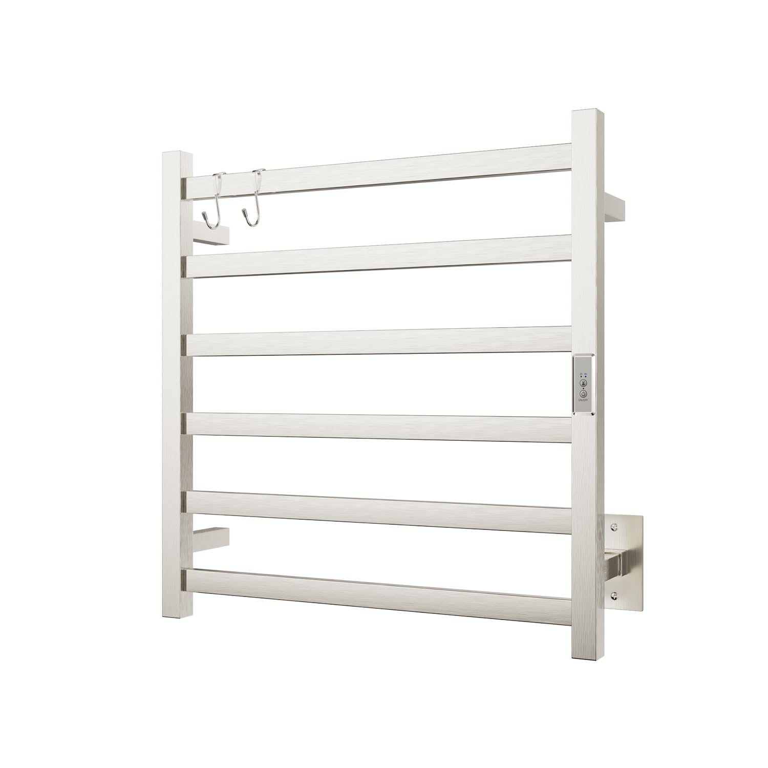 NORTTA Wall Mounted Towel Warmer Square 6 Bars with Plug-in and Hardwired Options 3 Working Modes Brushed Stainless Steel 21