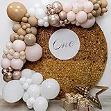 XXL Ballongirlande Weiß Beige Creme und Gold mit viel Zubehör - PLASTIKFREIE VERPACKUNG - Luftballon Girlande Kit in Creme, Gold, Weiß und Sand für Verlobung, Geburtstag, Hochzeit uvm.