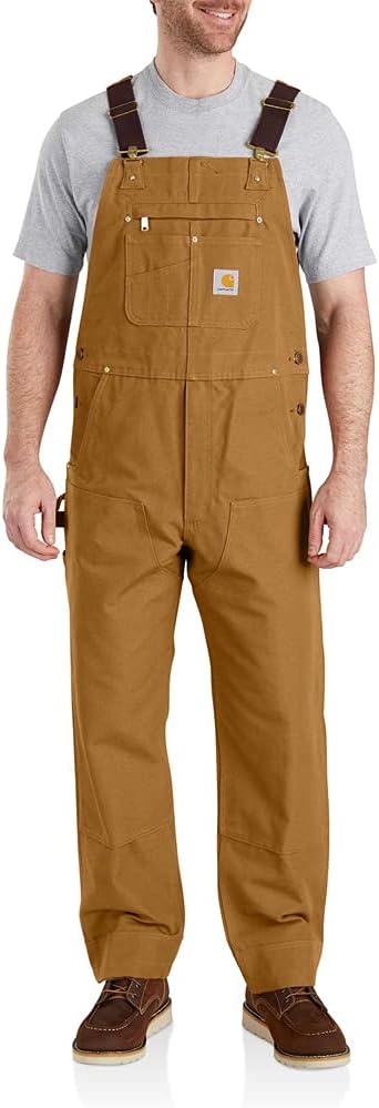 Men's New R01 Unlined Duck Bib Overall, Brown, 32 x 34