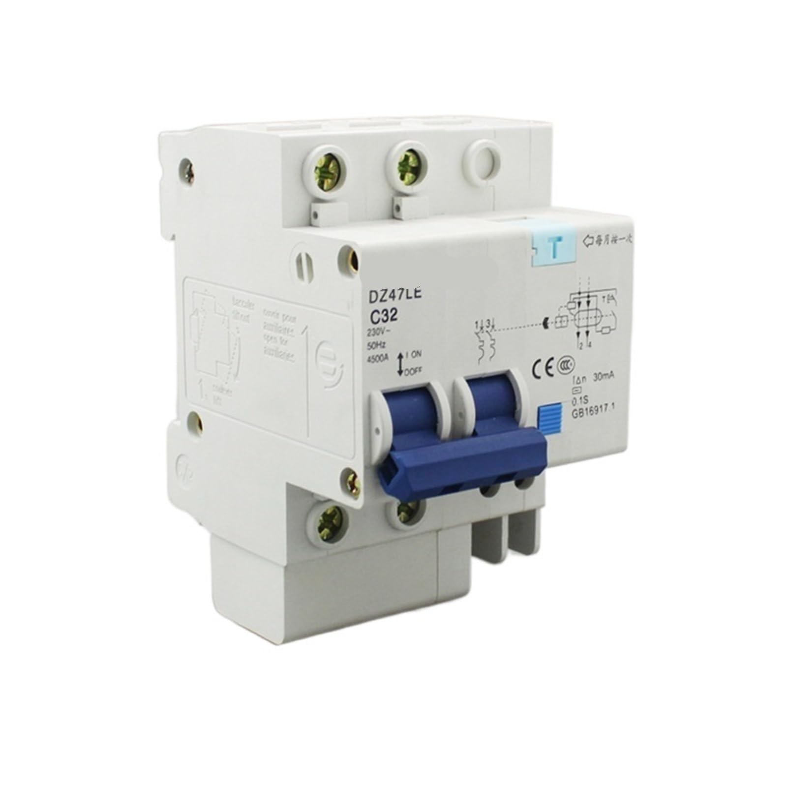 Disjoncteur de fuite 2P 16A DZ47LE-32 interrupteur differentiel domestique