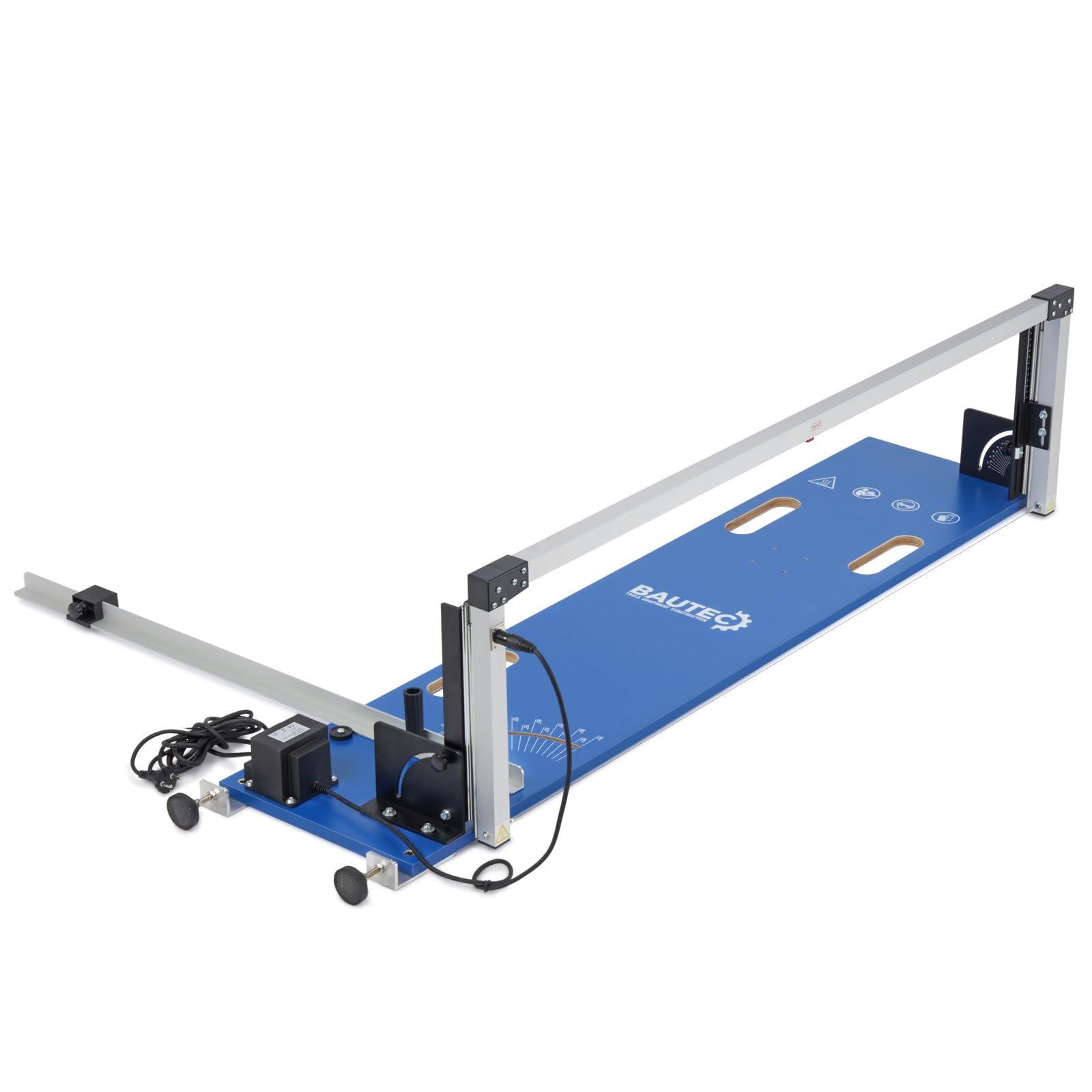 BAUTEC Styroporschneider GAZELLE 2.1 + STYROCUTTER 250W » Premium-Set mit 10 Schneidedrähten, Schleifraspel, Gerüsthalterung, Fußschalter, 6 Styrogrips, Softbag + Klingenset für Handschneider