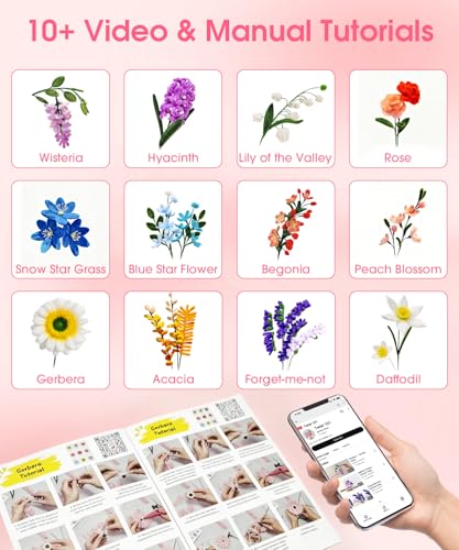 800PCS Pipe Cleaners Craft, 14 Colors Pipe Cleaner Flower Kit with Handle, Chenille Stems Craft Kit with Manual & Video Tutorial, DIY Pipe Cleaner for Home Arts and Crafts Decorations Supplies - Image 2