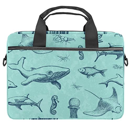 Sacoche à bandoulière pour ordinateur portable 13 à 14.5 pouces Ocean Whale sac vert multicolore