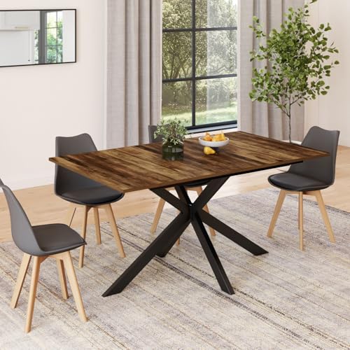 Table à manger extensible rectangle au design industriel moderne - 6
