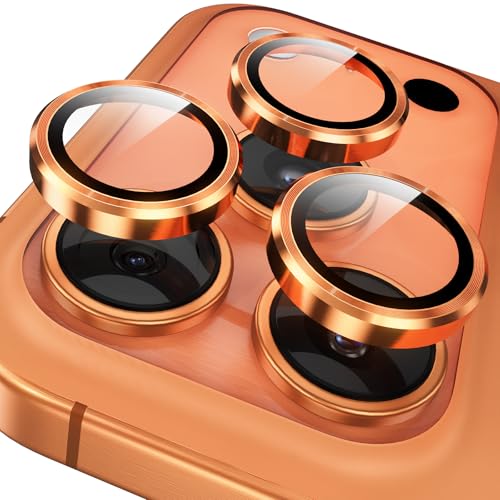 YWXTW Camera Lens Protector for iPhone 17 Pro/iPhone 17 Pro Max [1 Step Installation Tray] Tempered Glass Screen Protector Metal Individual Camera Cover Accessories Case Friendly (Cosmic Orange)