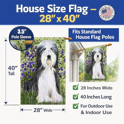 Drapeau Bearded Collie grand format pour célébrer votre passion canine à l'entrée de la maison - 5