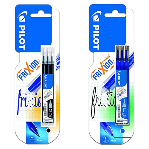 Pilot - Set 3 Recambios FRIXION BALL & CLICKER color NEGRO & Set 3 Recambios FRIXION POINT color AZUL Cover