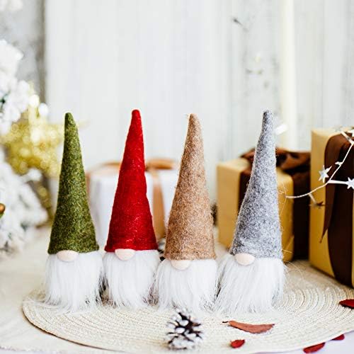 ITOMTE Handmade Swedish Gnome, Scandinavian Tomte, Yule Santa Nisse, Nordic Figurine, Plush Elf Toy, Home Decor, Winter Table Ornament, Christmas Decorations, Holiday Presents - 8 Inches, 4 Packs