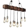 Farmhouse Chandelier Wood Hanging Industrial Pendant Lighting Vintage Ceiling Light Fixture 10 Light for Pool Table Kitchen Island Bar Bedroom Dining Living Retro Hanging Lamp 4331 inches