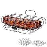 Yukon Glory Space-Saving Rib Rack | Stainless Steel | Holds 4 Full Racks of Ribs | Collapsible for Storage | Rust-Proof | Dishwasher Safe | Gas, Charcoal, Pellet & Campfire Grills