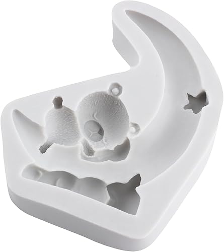 Miniatura 3 de Molde de silicona para fondant de oso 3D, molde de chocolate, luna y estrella, nube, dulces, para decoración de tartas de azúcar, decoración de