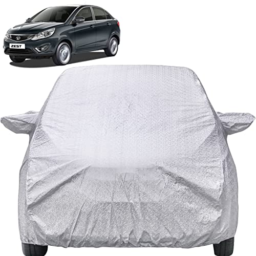 Image of Autofact Waterproof Car Body Cover Compatible with Tata Zest (2014 to 2019) with Mirror Pockets (Shinning Silver)