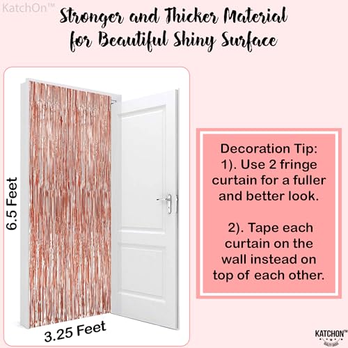 Image of KatchOn, Rose Gold Fringe Curtain - Pack of 2 | Rosegold Backdrop for Anniversary, Wedding, Bachelorette Party Decorations| Fringe Backdrop for Rose Gold Birthday Decorations