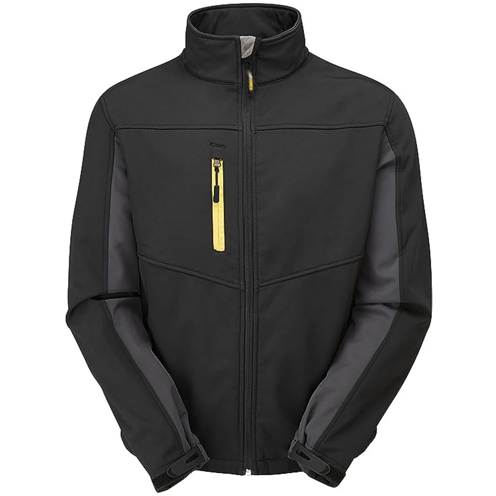 Durus Workwear Men's Black Multipocket Contrast Waterproof Xtreme Softshell Jacket | Workwear
