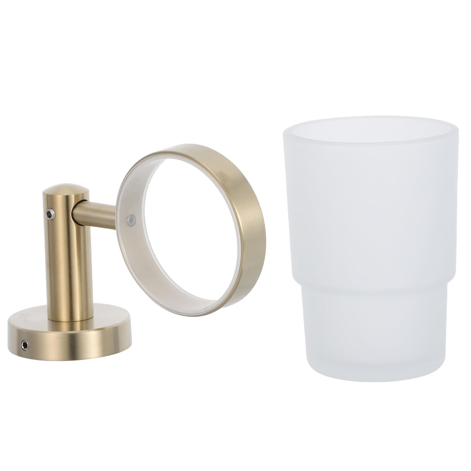 TOPBATHY Portaspazzolino da Bagno a Parete in Acciaio Inox Bicchiere in Vetro Smerigliato, Porta Spazzolini da Denti e Dentifricio Compatto per Organizzazione Bagno Contemporanea