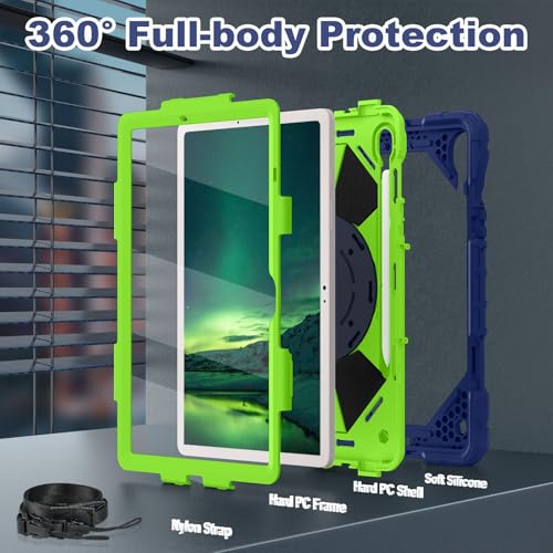 Image of WESOROL Case for Samsung Galaxy Tab S10 Lite /S10 FE /S9 FE 10.9 Inch (2025 /2023) Galaxy Tab S9 11 Inch,Shockproof Covers for Samsung S9 FE with Rotating Stand Screen Protector Pencil Holder,Navy Green