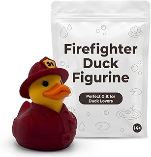 Firefighter Duck Figurine - Unique Desk Decor and Gag Gift - 3D Printed in Canada