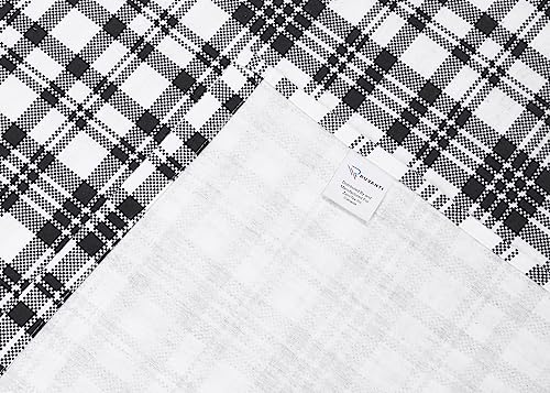 Ruvanti Flannel Sheets Queen Size - 100% Cotton Brushed Flannel Bed Sheet Sets - Deep Pockets 16 Inches (Fits Up To 18") - All Seasons Breathable & Super Soft - Warm & Cozy - 4 Pcs - Black Plaid #TOP5