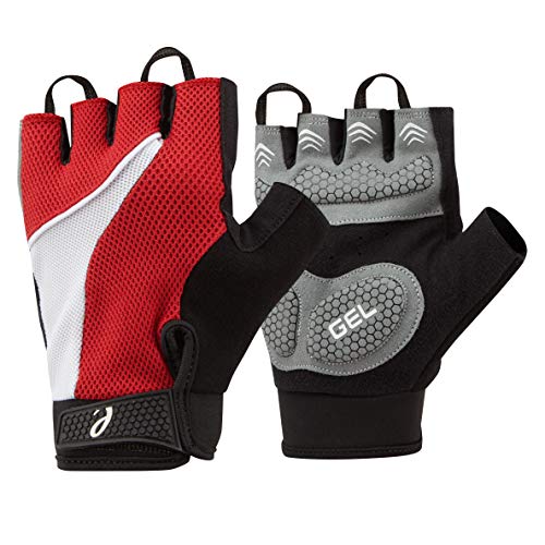 Elite Cycling Project Urban Fahrradhandschuhe, fingerlos, mit 7 mm dicken Gel-Pads und leicht abzunehmenden Fingerzügen (rot, groß)