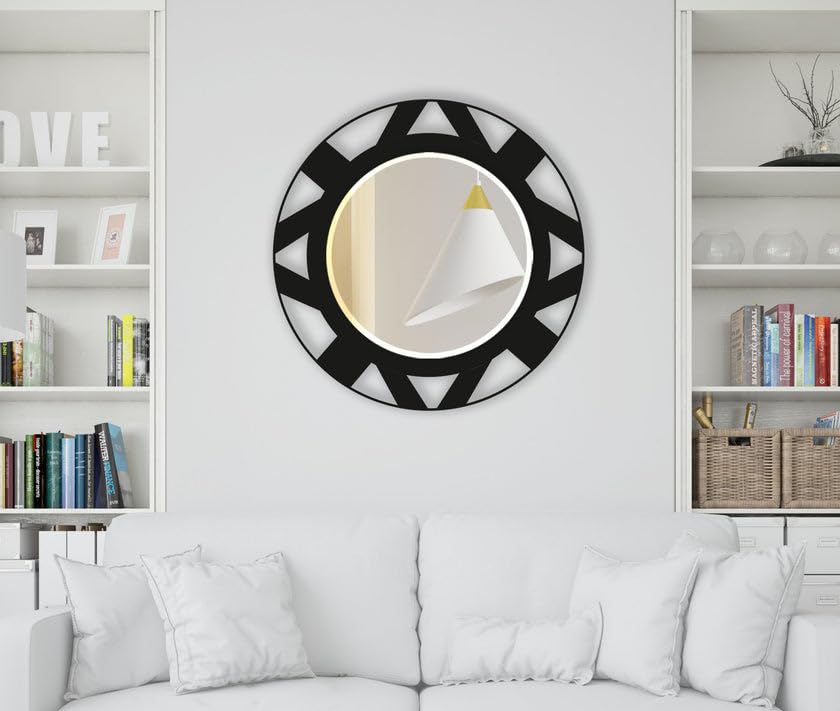 MyPhotostation.com Specchi neri da 45 cm per specchi da parete in metallo da parete, decorazione per la casa, decorazione da parete decorativa da appendere per soggiorno ingresso